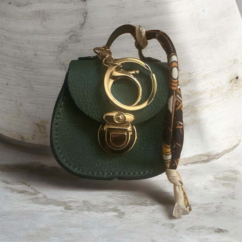 Mini Saddle-Shaped Multi-Function Storage Pouch Bag Charm Keychain with Ribbon S